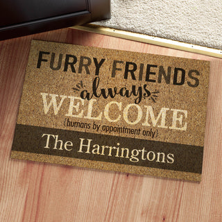 Furry Friends Always Welcome Personalized Doormat