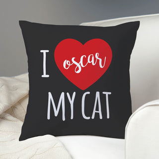 I Love My Cat Personalized Throw Pillow