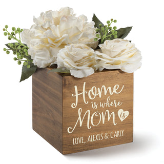 Home Is Where Mom Is Personalized Wood Storage Box