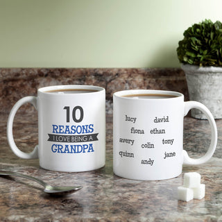 Reasons I Love Being A Grandpa Personalized White Coffee Mug - 11 oz.
