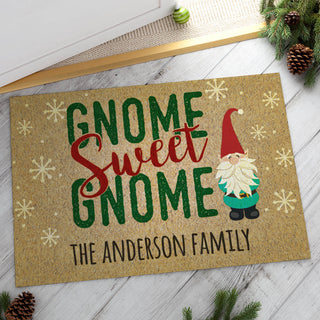 Gnome Sweet Gnome Personalized Doormat - 18x27 Inch, 1/8" Thin