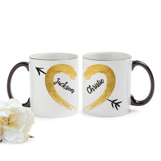 Loving Heart White Coffee Mug with Black Rim and Handle-11oz