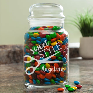 Personalized Hair Stylist Glass Treat Jar