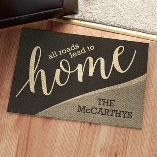 All Roads Lead To Home Personalized Doormat - 18x27 Inch, 1/8" Thin