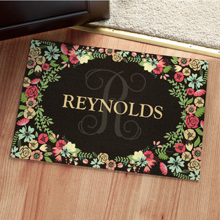 Family Floral Personalized Doormat - 18x27 Inch, 1/8" Thin