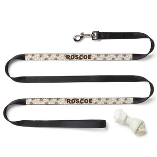 Personalized Brown Paws and Bones Dog Leash