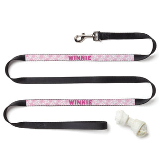 Personalized Pink Paws and Bones Dog Leash