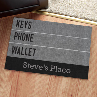 Keys, Phone, Wallet Personalized Doormat - 18x27 Inch, 1/8" Thin