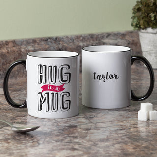 Hug In A Mug Personalized Black Handle Coffee Mug - 11 oz.