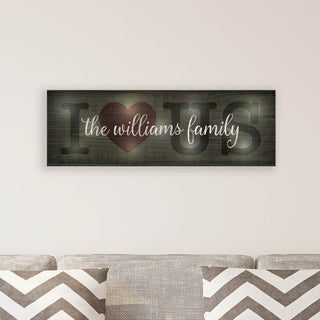 I Love Us Personalized 9x27 LED Canvas