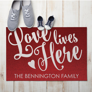Love Lives Here Personalized Doormat - 18x27 Inch, 1/8" Thin