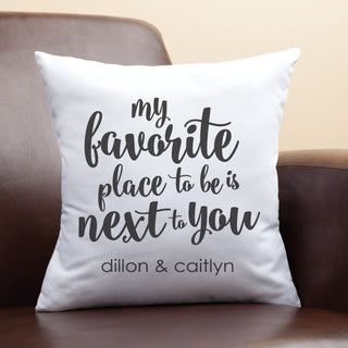 My Favorite Place To Be Is Next To You Personalized Throw Pillow