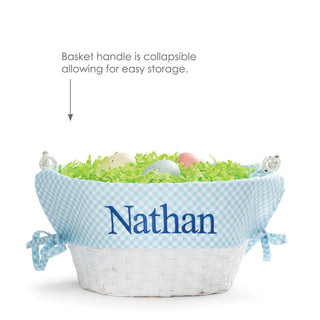 Personalized Easter Basket with Blue Plaid Liner