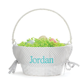 Personalized Easter Basket With Grey Liner - Blue Thread