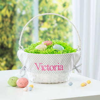 Personalized Easter Basket With Grey Liner - Blue Thread
