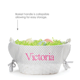 Personalized Easter Basket With Grey Liner - Blue Thread
