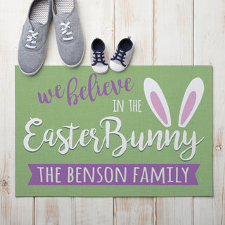 We Believe In The Easter Bunny Personalized Doormat - 18x27 Inch, 1/8" Thin