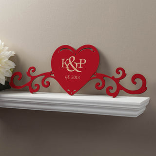 Our Initials Personalized Red Wood Plaque