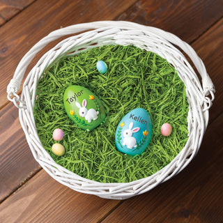 Set of 2 Personalized Resin Easter Eggs--Blue and Green