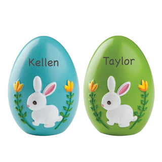 Set of 2 Personalized Resin Easter Eggs--Blue and Green