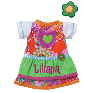 Personalized Green Rag Doll Dress With Hair Clip