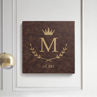Family Initial Personalized 14x14 Leather Canvas