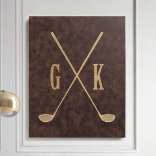 Golf Clubs Personalized 16x20 Leather Canvas