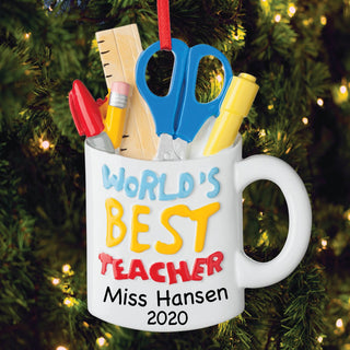 Personalized World's Best Teacher Ornament