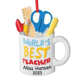 Personalized World's Best Teacher Ornament