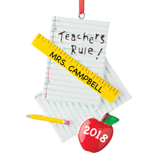 Personalized Teachers Rule Ornament