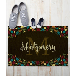 Family Flowers Personalized Doormat - 18x27 Inch, 1/8" Thin