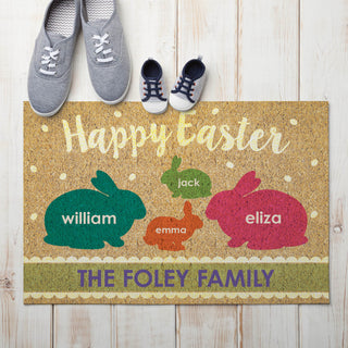 Easter Family of 4 Personalized Doormat - 18x27 Inch, 1/8" Thin