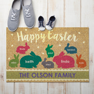 Easter Family of 8 Personalized Doormat - 18x27 Inch, 1/8" Thin