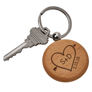 Carved Heart Personalized Wood Key Chain