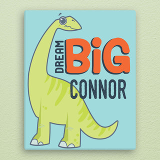 Personalized Dream Big Dino 11x14 Canvas