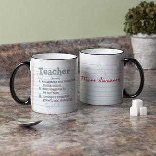 Teacher Definition White Coffee Mug with Black Rim and Handle-11oz