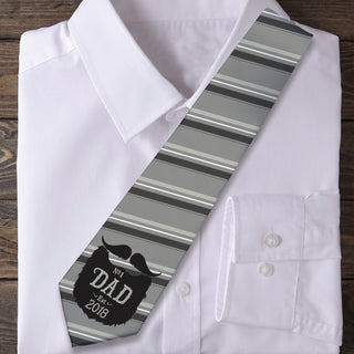 Number One Dad Personalized Gray Beard Tie