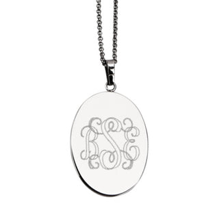 Script Monogram Personalized Oval Pendant With Chain