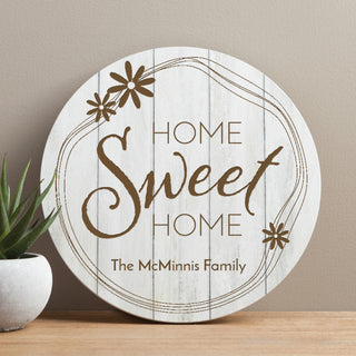 Home Sweet Home Personalized Circle Wood Plaque