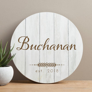 Family Name Personalized Circle Wood Plaque