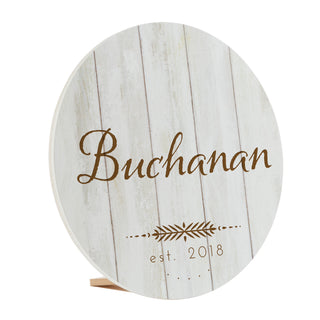 Family Name Personalized Circle Wood Plaque