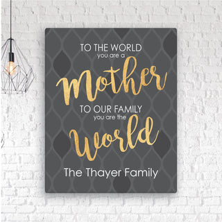 To Our Family You Are The World 11x14 Personalized Canvas
