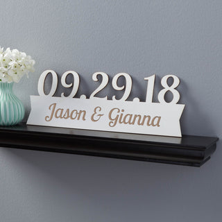 Our Special Day Personalized White Wood Plaque