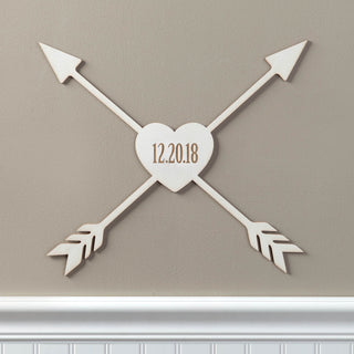 Love Arrows Personalized White Wood Plaque