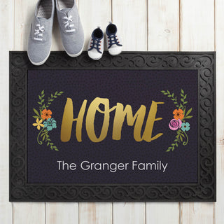 Floral Home Personalized Doormat - 18x27 Inch, 1/8" Thin