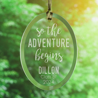 So The Adventure Begins Personalized Glass Graduation Suncatcher