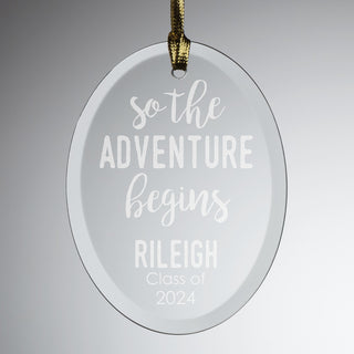 So The Adventure Begins Personalized Glass Graduation Suncatcher