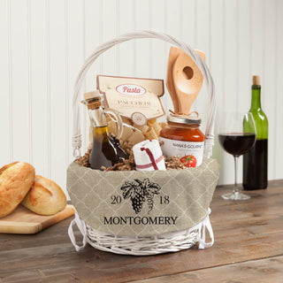 Wicker Basket With Personalized Family Liner