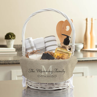 Wicker Basket With Personalized Family Name Liner