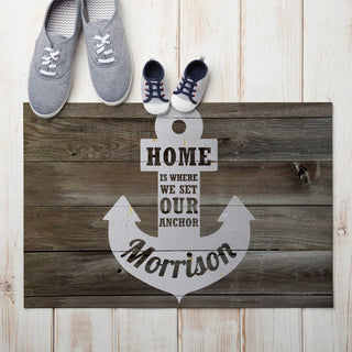 Home Is Where We Set Our Anchor Personalized Doormat - 18x27 Inch, 1/8" Thin